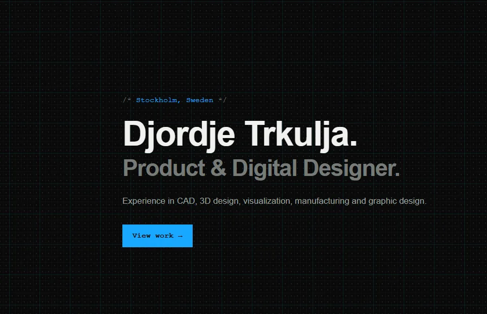 Screenshot of the Djordje product and digital designer portfolio